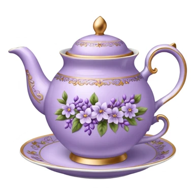 porcelain tea lilac floral  sticker