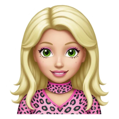 Smiling Green eyed white Nicki Minaj wearing a pink leopard print outfit with hair that is half blonde and half pink sticker