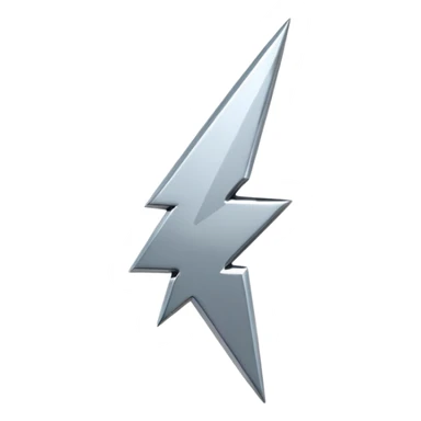 A lightning bolt emoji made of polished silver chrome, sharp yet rounded edges, glossy metallic surface, soft reflections, minimal futuristic design, iOS emoji style, centered, clean white background sticker