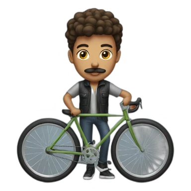 young Man with moustache on a bike sticker