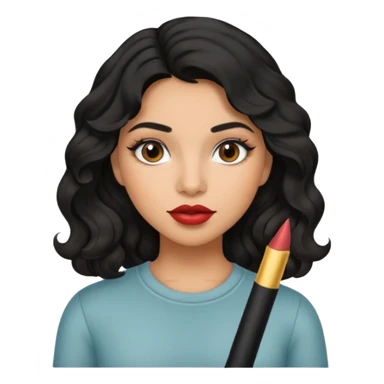 Latina girl with lip liner and black wavy hair sticker
