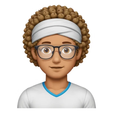 curly guy with headband and glassess athlete sticker
