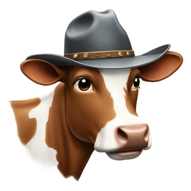 Cow wearing a cow boy hat sticker