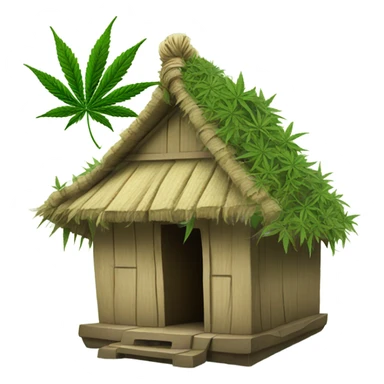thai hut cannabis leaf roof on a cannabis tree sticker
