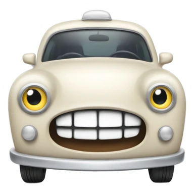 A cheerful cartoon car with smiling headlights and happy eyes on the windshield. sticker