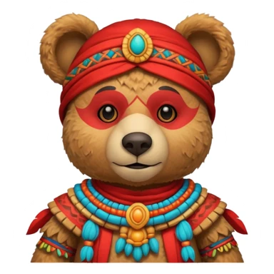 teddy bear Upper, wearing red mayan ancient custome, with carrot half body sticker