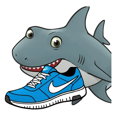 shark eith three legs and blue nike sneakers sticker