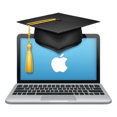 digital educational project, graduation cap and laptop sticker