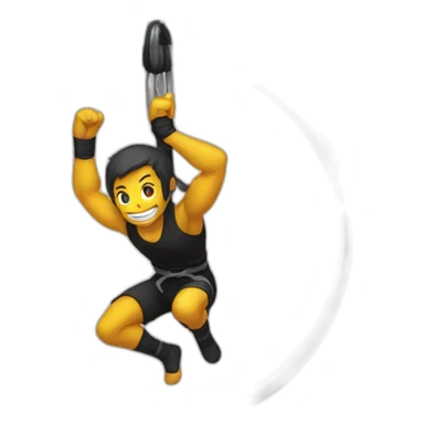 Ninja Warrior athlete, hanging from rings sticker