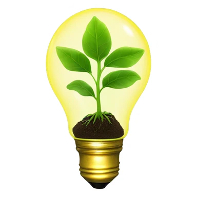 a plant sprout inside a yellow glowing idea lightbulb sticker