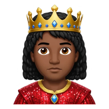 King Solomon from The Bible with black hair,  red sequin outfit sticker