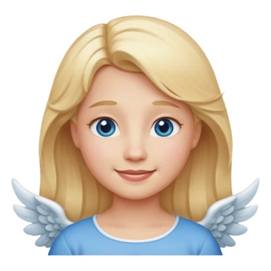 angel emoji blonde hair, blue eyes and smiling sticker