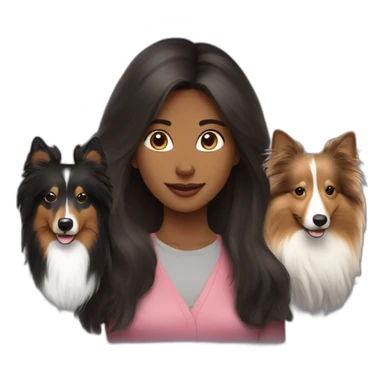 yong woman with sable sheltie and bi-black sheltie sticker