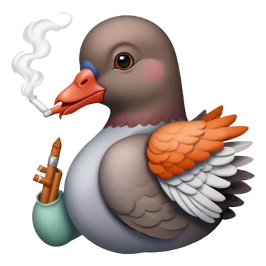 Pleasr make a cool pigeon snoking a cigarette in the style of pepe sticker