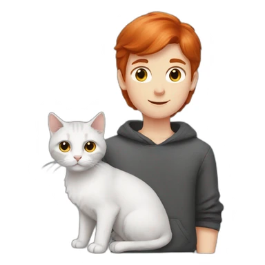 Redhead boy with grey a Scottish lop-eared cat. sticker