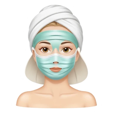 white Lady with face mask spa beauty full face relaxing sticker