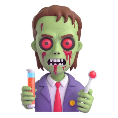 zombie holding a syringe, 3D emoji style sticker