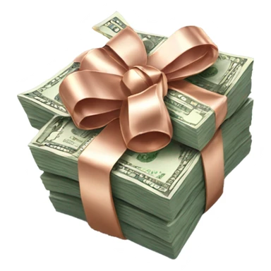 Stack of money wrapped up with a rose gold bow sticker