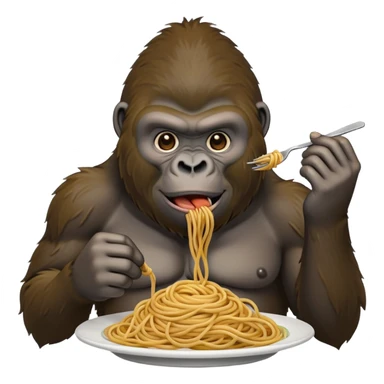 ￼ a gorilla eating spaghetti sticker