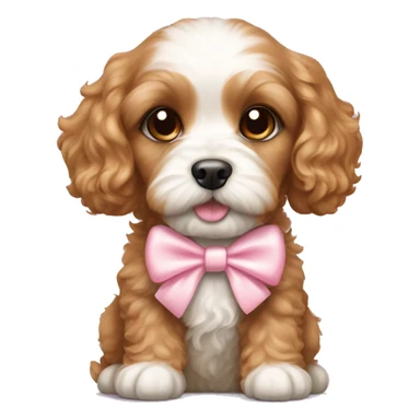 Cavapoo puppy with a light pink bow sticker