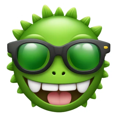 Lagartija verte con gafas de sol, sacando la lengua y con cuernos sticker