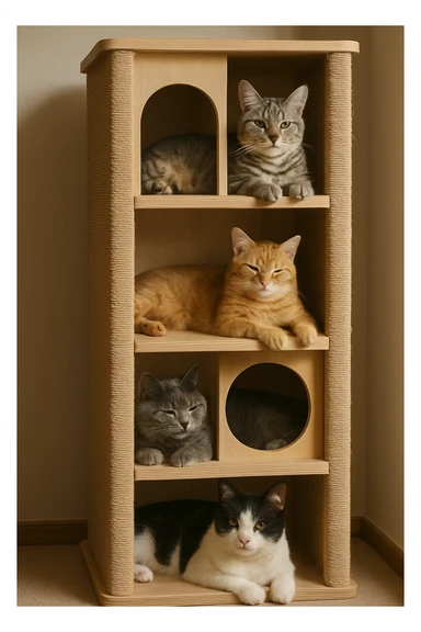 cats relaxing in a vertical playhouse sticker