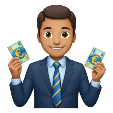 AN UNCLE with a tie in business clothes and with euro money
 sticker