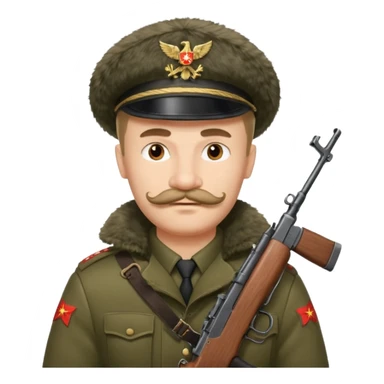 crazy russian soldier man with ushanka and ak 47 sticker