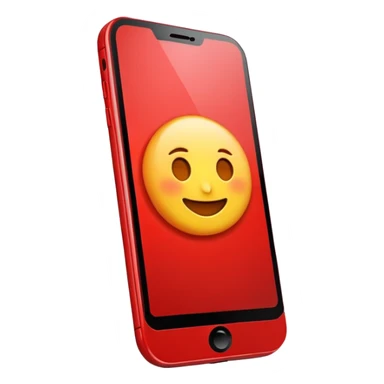 mobile phone emoji, modern smartphone, bright red sticker