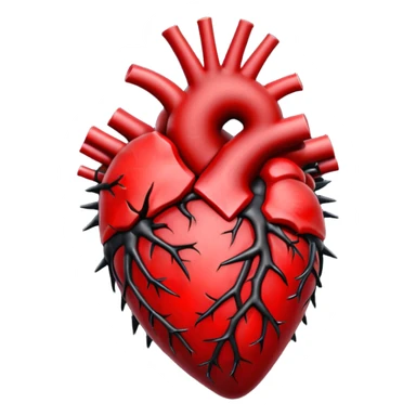 black anatomical heart in torns sticker