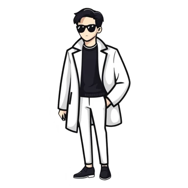 enigmatic character wearing chic modern clothes with simple design sticker