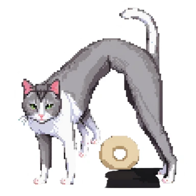 cat in downward dog yoga pose, triangle pose with raised hips sticker