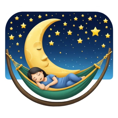 crescent moon used as hammock with human character sleeping in it sticker