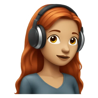 red-haired girl with long hair in headphones sticker