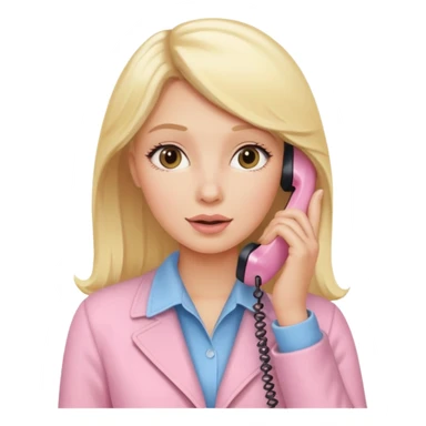 blonde woman calling on a pastel pink iPhone sticker