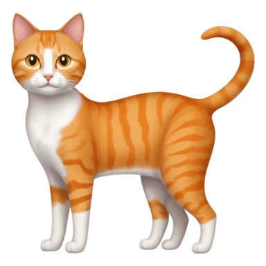 full body realistic orange domestic shorthair slim cat with yellow/orange eyes paw being white and the other being half sticker