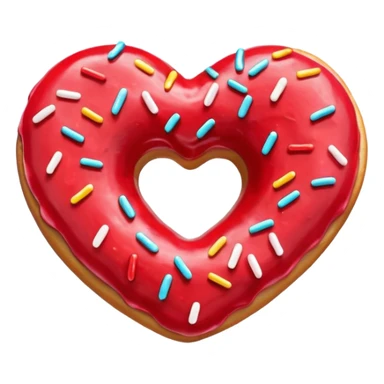 Realistic isolated heart shaped donut with red frosting. sticker