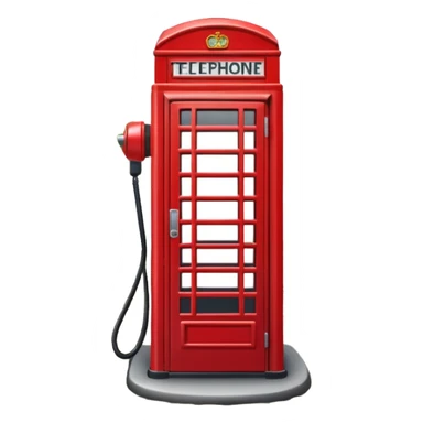 A classic red telephone booth standing on a cobblestone street. sticker