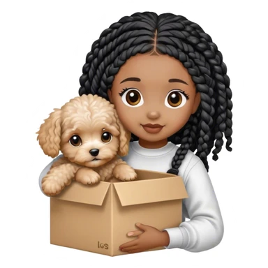 cute small adorable maltipoo puppy in black girl with box braids arms sticker