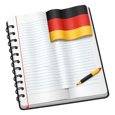 open notebook with German flag on the page sticker