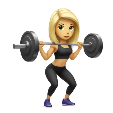 Blonde girl doing squats with barbell sticker