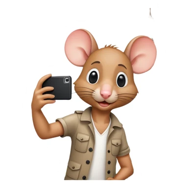 Rat tourist taking selfie in front of Eiffel Tower sticker