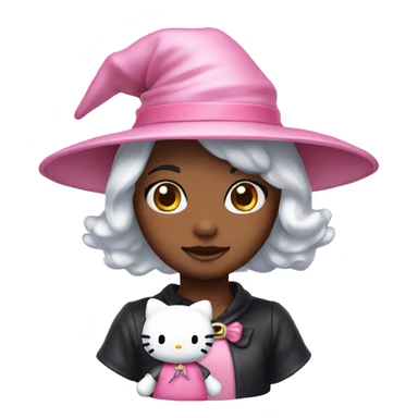 Hello kitty with witch pastel pink hat sticker