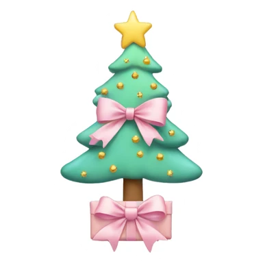 pastel christmas tree with a big bow in top sticker