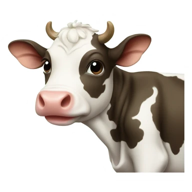 Baby cow with a Christmas tree sticker