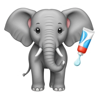 elephant with a tube of toothpaste sticker