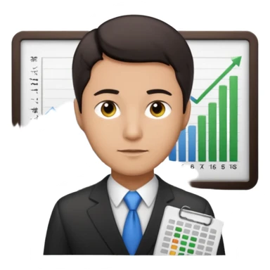 male dark short hair auditor with spreadsheet emoji sticker