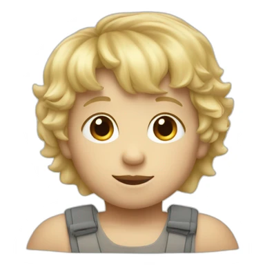 Toddler boy with short fringe and slightly curly blonde mullet hairstyle sticker