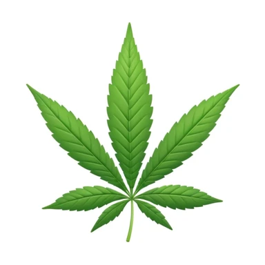 cannabis leaf emoji, flat vector design, smooth outlines, soft shadow, light green tones, simple and clean illustration, white background, in the style of Telegram's emoji set sticker