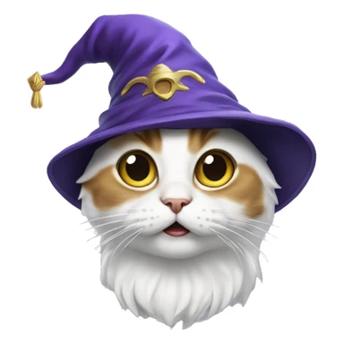 Suprised cat with a wizard hat  sticker